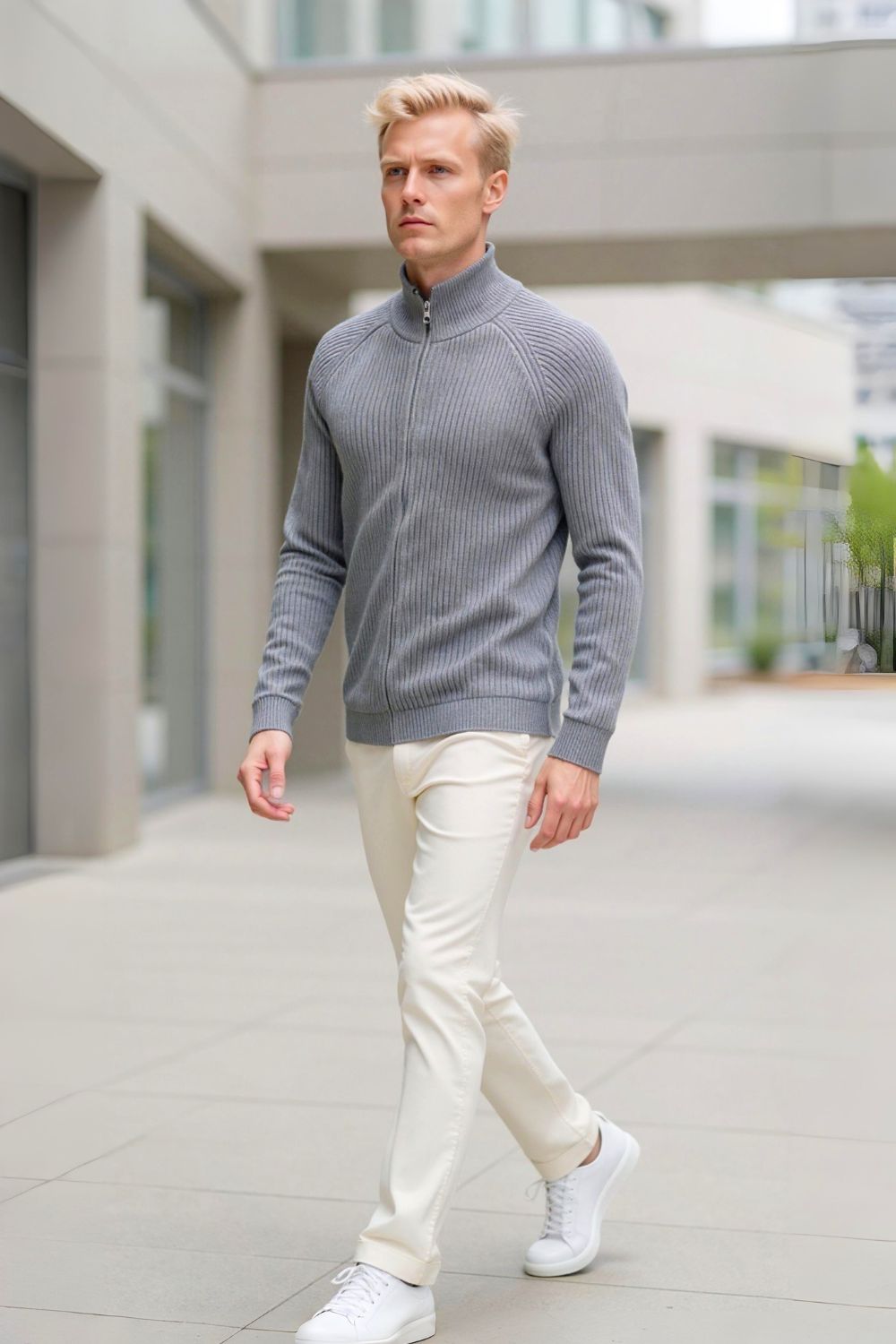 Graphite Zip-Up Knit Jacket